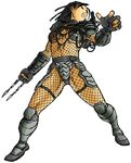  90s alien aliens_vs_predator angry arm_blade armor bodysuit fighting_stance fingerless_gloves gloves hairlocs max_kim noguchi_machiko oldschool plasma_caster predator predator_(movie) science_fiction shoulder_cannon shouting simple_background sketch solo spoilers toned weapon 