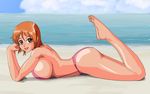  ass barefoot beach bikini lying nami nami_(one_piece) ocean one_piece sea smile swimsuit 