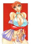  azuki_kurenai breasts highres huge_breasts ice_skates open_clothes open_shirt sexy shirt short_hair skates skirt 