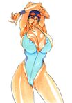  azuki_kurenai breasts goggles highres huge_breasts long_nails nipple_slip nipples swimsuit tan tanline 