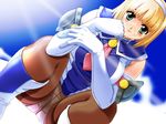  aqua_eyes blonde_hair cassandra_alexandra cum gloves hairband pantyhose soul_calibur soulcalibur_ii 