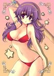  athena_(series) bad_id bad_pixiv_id bikini hairband princess_athena purple_eyes purple_hair red_bikini slender snk star swimsuit sword weapon yukiwo 
