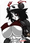  breasts covered_nipples huge_breasts large_breasts muscle panda rhemora solo 