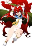  bad_id bad_pixiv_id blush collar copyright_request fangs glasses horns long_hair no_pants panties red_hair socks solo spiked_collar spikes tail tensugi_takashi underwear wings 