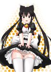  absurdres alternate_costume animal_ears black_hair breasts brown_eyes cameltoe cat_ears covered_nipples enmaided highres inu3 k-on! long_hair maid nakano_azusa panties skirt small_breasts solo striped striped_panties thighhighs twintails underwear upskirt 