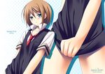  aqua_eyes blush bottomless brown_hair necktie otoko_no_ko short_hair signal_heart tendou_tsurugi vest zinno 