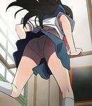  armpit_peek ass black_hair bra from_below haruyama_kazunori kitsu_chiri lingerie long_hair panties pantyshot perspective rickshaw sayonara_zetsubou_sensei school_uniform serafuku skirt solo underwear upskirt white_panties 