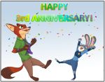  anthro canid canine celebration clothed clothing disney female fox friends judy_hopps lagomorph male mammal nick_wilde party police rabbit the_gory_saint zootopia 