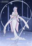  bleach bleach:_zanpakutou_ibun_hen ice japanese_clothes katana kimono long_hair moon silver_hair snow sode_no_shirayuki solo spoilers sword weapon 