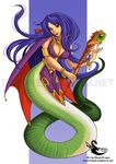  blue_hair breasts breath_of_fire cleavage deis fingernails lamia large_breasts long_fingernails long_nails monster_girl naga scales 