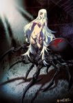  arachne blonde_hair copyright_request genzoman insect_girl long_hair monster_girl solo spider_girl topless very_long_hair 