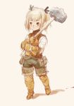  bad_id bad_pixiv_id blonde_hair blush branch_(blackrabbits) child final_fantasy final_fantasy_xiv gloves hammer lalafell pointy_ears sketch solo 