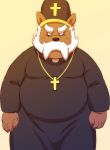  2018 anthro clothing hat humanoid_hands lako male mammal overweight overweight_male robe simple_background solo 