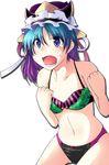  angry aqua_hair flat_chest gradient_hair hat kusaka_eiki lingerie multicolored_hair purple_hair shiki_eiki solo tears touhou underwear 