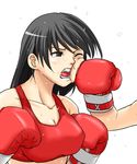  beating black_hair blood boxer boxing boxing_gloves breasts large_breasts long_hair punch punching red sports_bra 