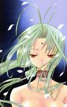  breasts collar dears green_hair highres large_breasts long_hair nude peach-pit petals ren_(dears) solo 