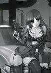  car copyright_request ground_vehicle gun handgun highres kou_nishikawa lingerie motor_vehicle pistol solo thighhighs underwear weapon 