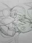  greyscale lowres male_focus monochrome multiple_boys robot rockman rockman_x sketch x_(rockman) yaoi zero_(rockman) 