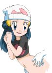  blue_eyes blue_hair blush creatures_(company) game_freak hainchu hikari_(pokemon) nintendo pokemon pokemon_(anime) pokemon_dp_(anime) waist_grab 