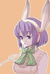  animal_ears bunny_ears headphones original purple_eyes purple_hair shinryou_rei solo 