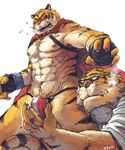  bulge cape cigarette furry gamma-g male male_focus muscle ooshima_torahiko smoking super_beast_fusion_build_tiger tiger yaoi 