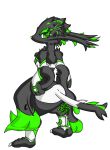  2019 absurd_res alpha_channel blacky_green_(character) breasts clothing fan_character female green_eyes hi_res mienshao migtren_(artist) nintendo nipples pok&eacute;mon pok&eacute;mon_(species) simple_background skin_black solo transparent_background video_games 