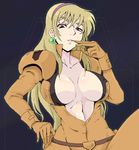  bad_id bad_pixiv_id blonde_hair bodysuit breasts earrings gundam hairband jewelry katejina_loos large_breasts long_hair open_clothes open_shirt orange_bodysuit orange_shirt pilot_suit shirt sima solo victory_gundam 