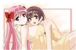  blush breasts brown_hair haramura_nodoka large_breasts miyanaga_saki multiple_girls pink_hair sabachiyo_land saki short_hair smile yuri 