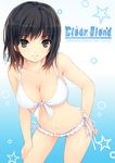  aoyama_sumika bangs bare_shoulders bikini black_eyes black_hair breasts cleavage coffee-kizoku eyebrows_visible_through_hair large_breasts medium_hair original side-tie_bikini smile solo swimsuit 