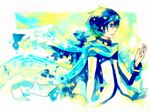  beamed_eighth_notes blue_eyes blue_hair blue_scarf eighth_note kaito male_focus musical_note quarter_note scarf sheet_music solo staff_(music) treble_clef verus vocaloid 