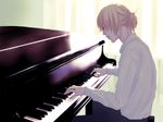  aqua_eyes bad_id bad_pixiv_id blonde_hair instrument kagamine_len male_focus older piano piano_bench ponytail sitting solo tears vocaloid yunomi_(yunomi_imonuy) 