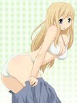  ass bikini blonde_hair blue_eyes k-on! katatsuka_kouji kotobuki_tsumugi long_hair skirt solo swimsuit undressing 