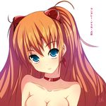  bad_id bad_pixiv_id bare_shoulders blue_eyes breasts character_name choker cleavage earrings jewelry kendo_(artist) long_hair medium_breasts neon_genesis_evangelion orange_hair out-of-frame_censoring rebuild_of_evangelion shikinami_asuka_langley signature solo souryuu_asuka_langley translated 