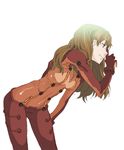  bangs bodysuit bracer breasts brown_hair cowboy_shot from_side gloves groin hand_on_own_thigh index_finger_raised light_smile long_hair looking_to_the_side multicolored multicolored_bodysuit multicolored_clothes mura_(kanojo_no_oukoku) neon_genesis_evangelion orange_bodysuit pilot_suit plugsuit profile rebuild_of_evangelion red_bodysuit see-through shikinami_asuka_langley simple_background sketch small_breasts smile solo souryuu_asuka_langley test_plugsuit white_background 