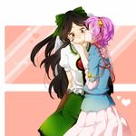  bad_id bad_pixiv_id bow cheek_kiss closed_eyes eyes friends hairband heart kiss komeiji_satori kurage long_hair multiple_girls purple_hair reiuji_utsuho short_hair surprise_kiss surprised touhou wings yuri 