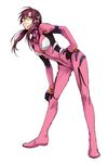  bad_id bad_pixiv_id blue_eyes bodysuit brown_hair evangelion:_2.0_you_can_(not)_advance glasses green_eyes hairband hand_on_hip hand_on_own_knee highres leaning_forward long_hair makinami_mari_illustrious neon_genesis_evangelion pink_bodysuit plugsuit rebuild_of_evangelion red-framed_eyewear solo todoroki_sora twintails 