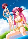  bikini day haramura_nodoka long_hair miyanaga_saki multiple_girls musashiya_chougenbou pink_hair saki swimsuit 