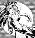  breasts dual_wielding greyscale gun handgun himeki_luna hirama_hirokazu holding large_breasts monochrome pelvic_curtain pistol solo underboob vanguard_princess weapon 