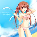  bad_id bad_pixiv_id beach bikini brown_eyes brown_hair day front-tie_top houjouin_seika long_hair outdoors princess_lover side-tie_bikini solo swimsuit twintails yuzin 