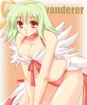  :o bad_id bad_pixiv_id blush breasts cleavage green_hair large_breasts masaya_ichika nipple_slip nipples orange_eyes ragnarok_online ribbon short_hair solo wanderer wings 