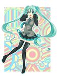  aqua_eyes aqua_hair bad_id bad_pixiv_id detached_sleeves hatsune_miku legs long_hair necktie open_mouth skirt solo tamaichi thighhighs twintails very_long_hair vocaloid zettai_ryouiki 