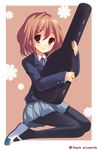  bad_id bad_pixiv_id brown_eyes brown_hair hair_ornament hairclip hirasawa_yui instrument_case k-on! pantyhose peach_(momozen) school_uniform shoes skirt smile solo uwabaki 