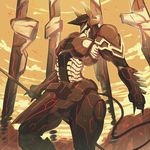  anubis_(z.o.e.) bad_id bad_pixiv_id egyptian_mythology is_ii mecha neon_trim no_humans orbital_frame polearm solo staff super_robot tail weapon zone_of_the_enders zone_of_the_enders_2 