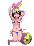  balloon baseball_cap bikini hat kazue_kato original smile solo swimsuit water_gun 