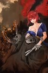  blood breasts cleavage large_breasts onozuka_komachi red_eyes red_hair saint_burn_(pixiv) short_hair skeleton solo touhou two_side_up 
