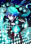  aqua_eyes bad_id bad_pixiv_id bikini_top black_hair black_rock_shooter black_rock_shooter_(character) black_rock_shooter_(character)_(cosplay) blue_eyes boots chain cosplay hatsune_miku long_hair mezard midriff pale_skin solo twintails vocaloid 