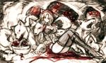  animal_ears bad_id bad_pixiv_id basket big_bad_wolf_(grimm) boots breasts cleavage cloak cosplay creayus grimm's_fairy_tales high_heels knee_boots large_breasts little_red_riding_hood little_red_riding_hood_(grimm) little_red_riding_hood_(grimm)_(cosplay) original red_eyes shoes sitting solo thighhighs wolf 