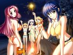  5girls blonde_hair blue_hair breasts cleavage game_cg huge_breasts long_hair milf multiple_girls ooeyama_inori outdoors outside red_hair sensei short_hair sky teacher tsuyokiss 