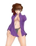  210ten brown_eyes brown_hair no_bra open_clothes open_shirt panties shirt solo umineko_no_naku_koro_ni underwear ushiromiya_natsuhi 