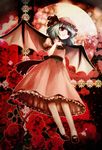  awa_toka bad_id bad_pixiv_id bat_wings blue_hair flower hat mary_janes moon red_eyes remilia_scarlet rose shoes short_hair socks solo touhou wings 